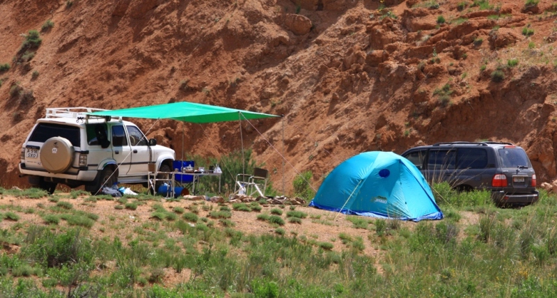Camp of tourists in canyon Konorchek.