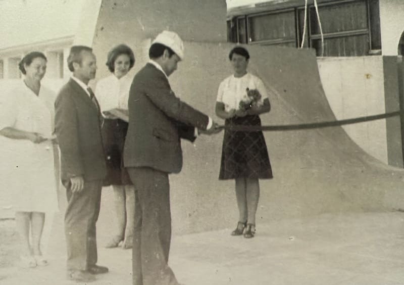 Opening of the health resort on July 10, 1979. The symbolic ribbon is cut by the secretary of the Moscow Republic of Kazakhstan Communist Party Sadykov T.