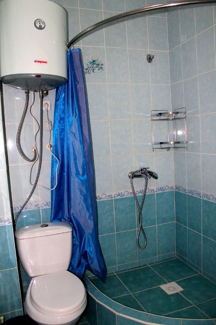 Toilet and Shower.
