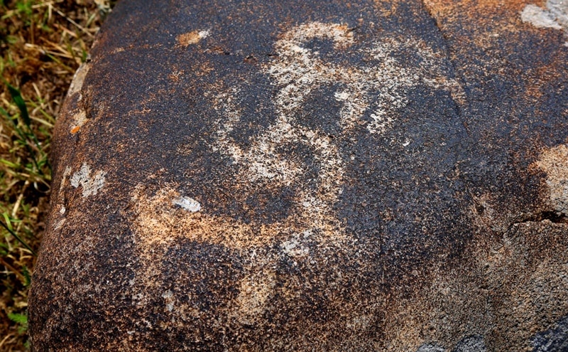 Petroglyphs in the neighborhood of the architectural and archaeological Burana Tower complex.