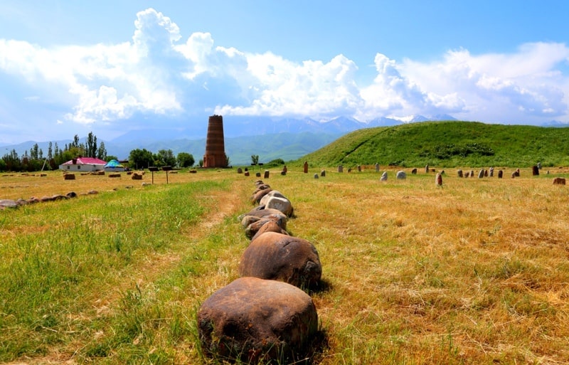 Petroglyphs in the neighborhood of the architectural and archaeological Burana Tower complex.