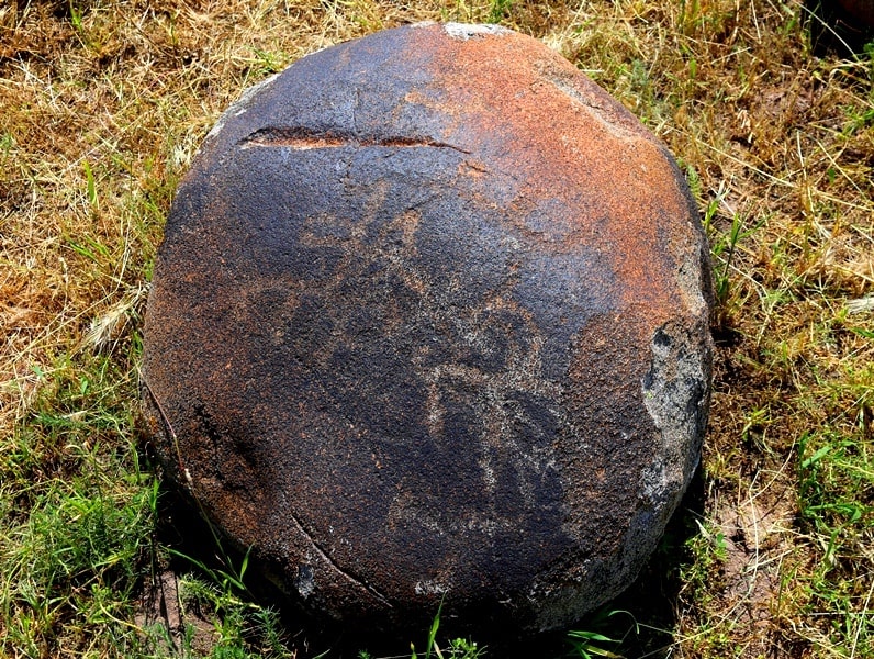 Petroglyphs in the neighborhood of the architectural and archaeological Burana Tower complex.