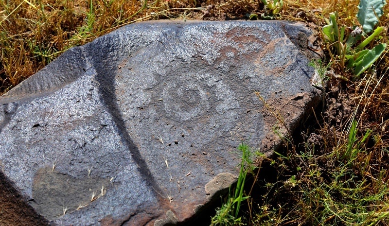 Petroglyphs in the neighborhood of the architectural and archaeological Burana Tower complex.