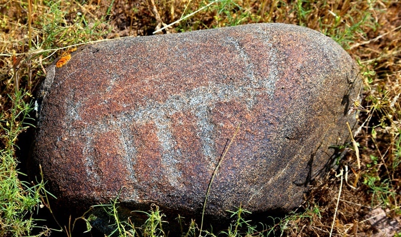 Petroglyphs in the neighborhood of the architectural and archaeological Burana Tower complex.