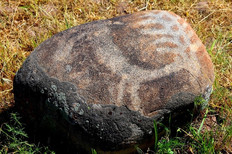 Petroglyphs in the neighborhood of the architectural and archaeological Burana Tower complex.