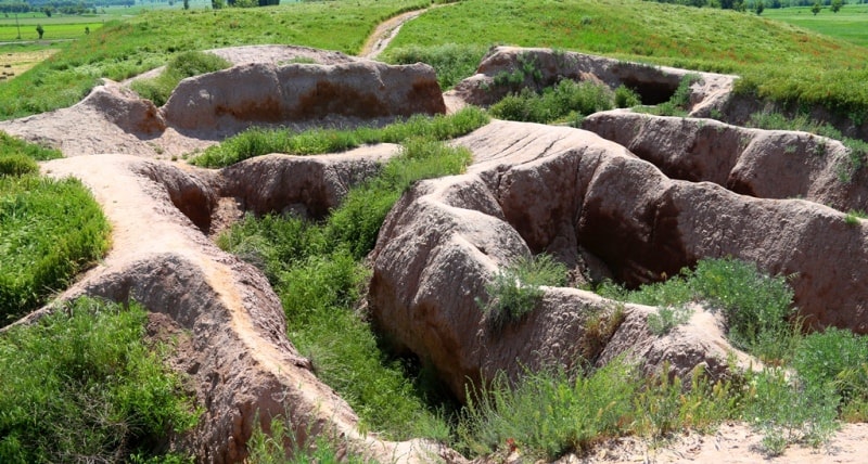 Ruins of the state of karakhanid in the neighborhood of the architectural and archaeological Tower Burana complex.