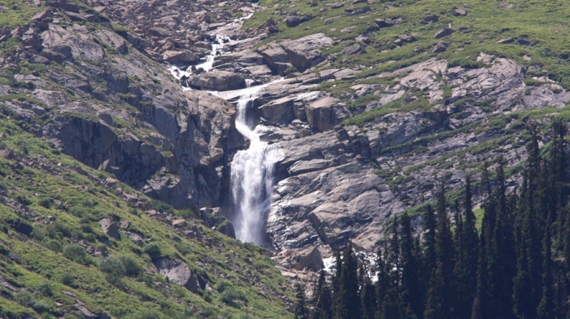 The waterfall in Barskoon gorge and environs.