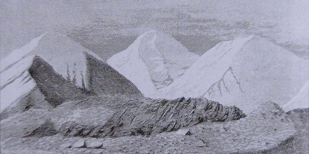 A glacier at Khan-Tengri. An illustration from the first edition "Picturesque Russia".