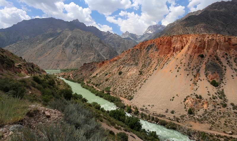 Реки Центральной Азии. Река Искандарья вытекающая из озера Искандеркуль. Таджикистан.