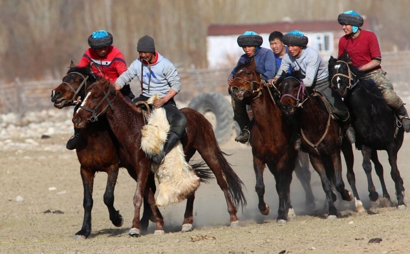 Кыргызская национальная игра кокбору.
