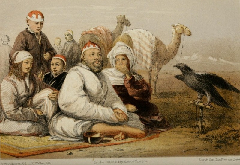 Писатель Томас Уитлам Аткинсон путешествовал по Центральной Азии в середине XIX века. На протяжении всей своей поездки он делал зарисовки природы, местных жителей и быта.