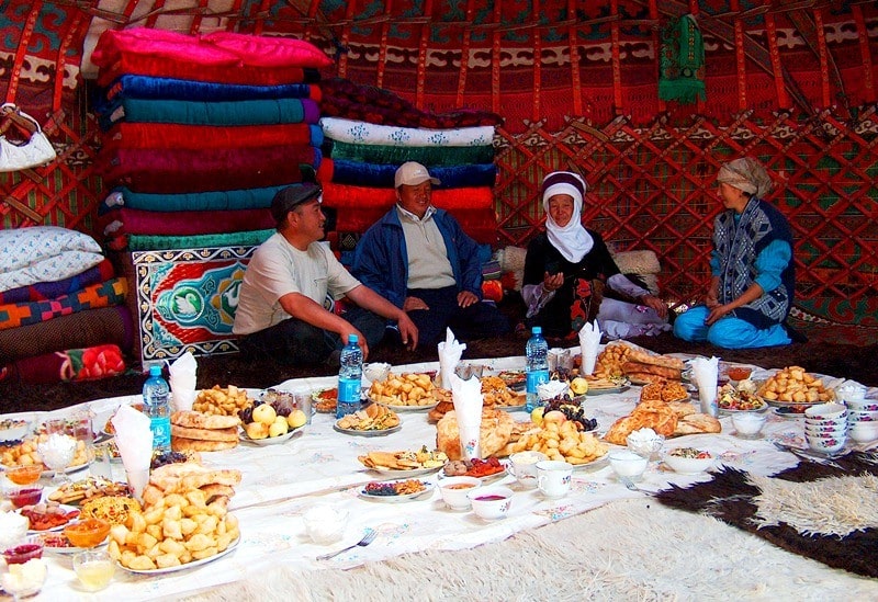 In the Kyrgyz yurts.