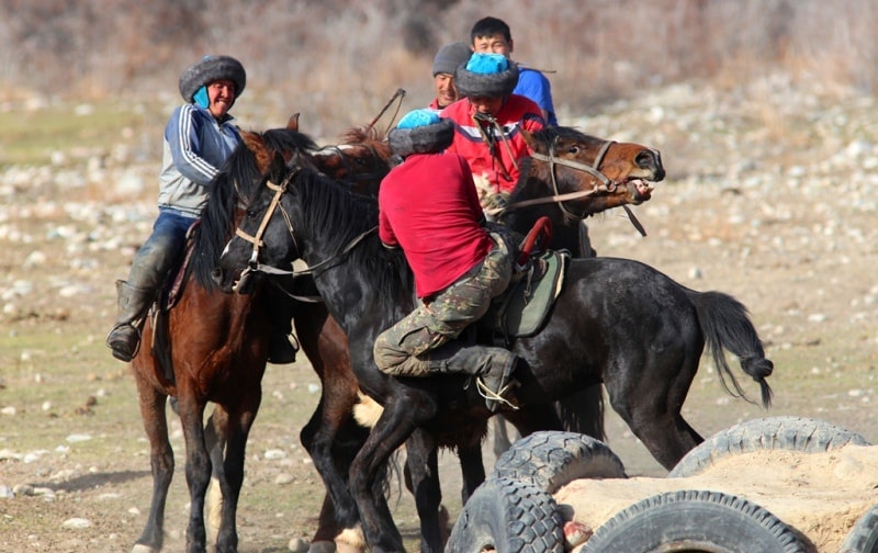 Кыргызская национальная игра кокбору.