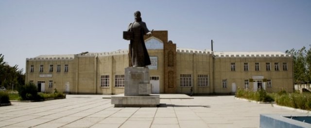 Buildings of the Cultural center of settlement of name Khosir Khusrav and monument и Khosir Khusrav.