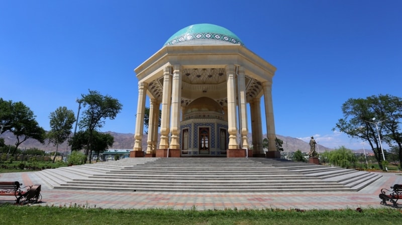 Mausoleum Kamol Khudjandi in city park of Khudjand.