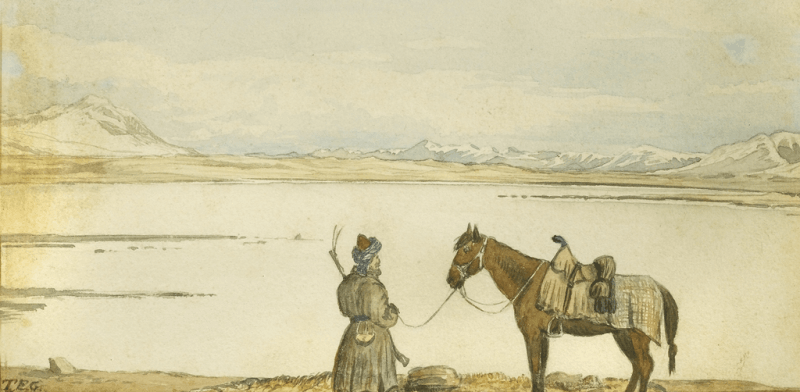 Большое Памирское озеро. Рисунок Томаса Гордона. 