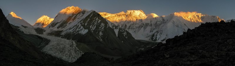 Environs of the Base Camp of climbers of the Alps Navruz on Moskvina glacier.