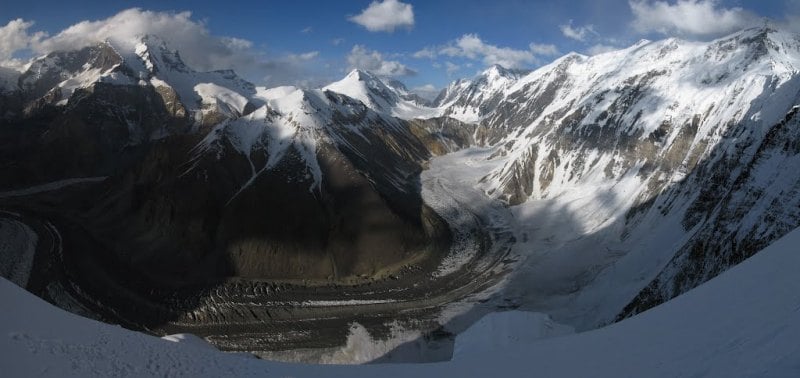 Environs of the Base Camp of climbers of the Alps Navruz on Moskvina glacier.
