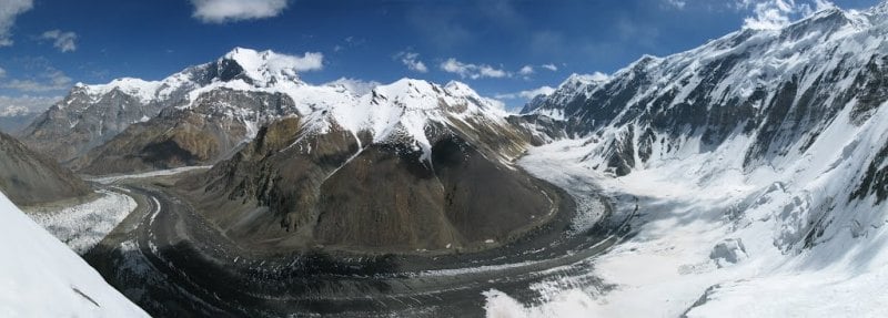 Environs of the Base Camp of climbers of the Alps Navruz on Moskvina glacier.