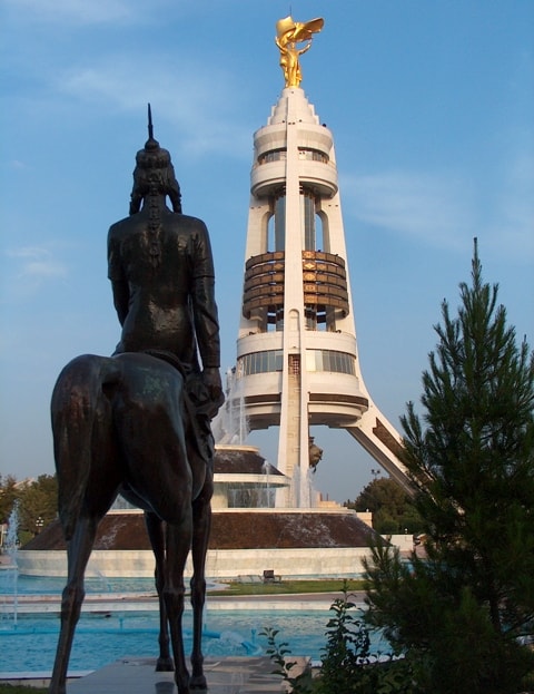 Architectural symbol of neutrality inn Ashgabad
