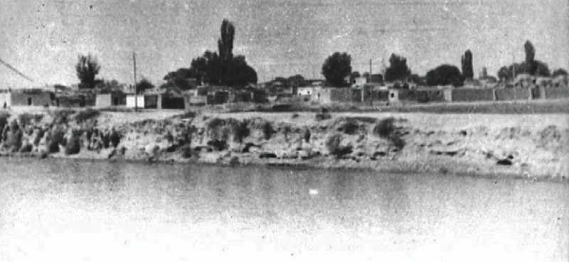Общий вид старого Ташауза с берега реки Шават. Ноябрь 1939 года.