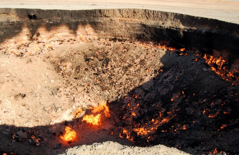 Darwaza gas crater in Turkmenistan.