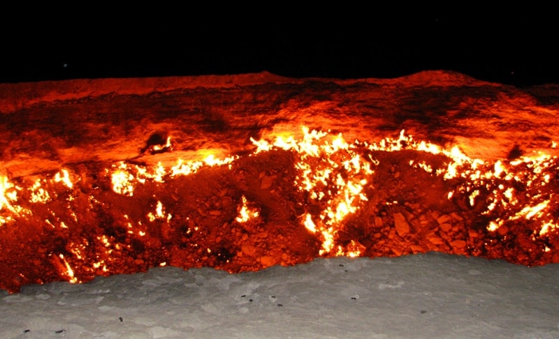 Darwaza gas crater in Turkmenistan.