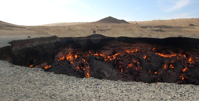 Darwaza gas crater in Turkmenistan.