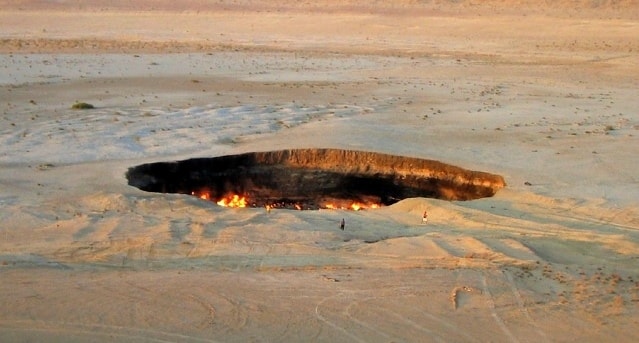Darwaza gas crater in Turkmenistan.
