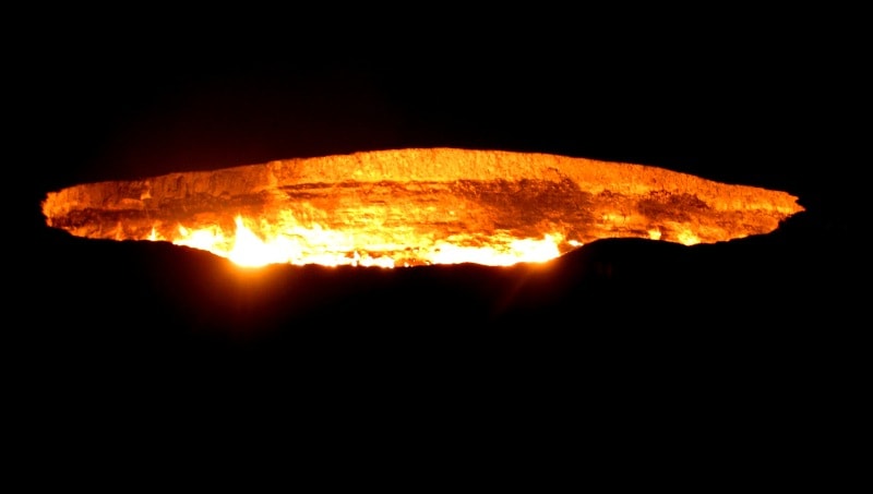 Darwaza gas crater in Turkmenistan.