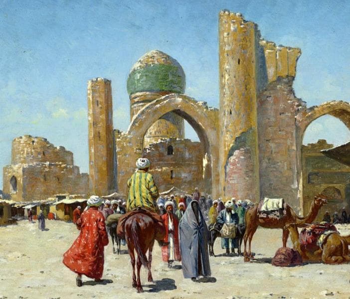 Ruins of the mosque of Bibi Khanum. Samarkand, 1898. Richard-Karl Sommer picture.