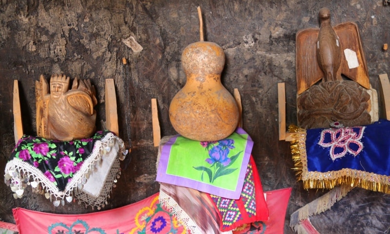 Small museum in sycamore in the village of Syrob. The sysamore is over 1000 years old. Surkhandarya region.