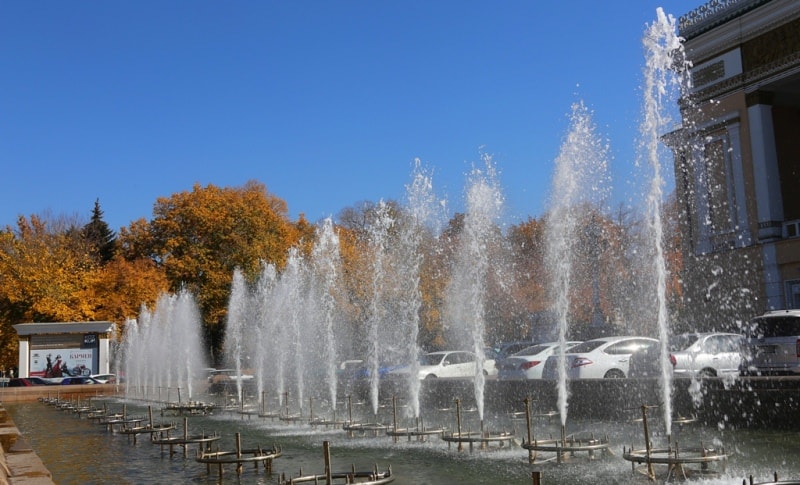 Fountain at the Abay Opera and Ballet Theater.