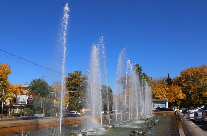 Fountain at the Abay Opera and Ballet Theater.