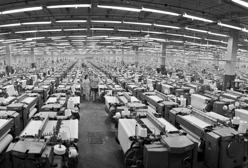 Workshop of Almaty cotton mill, 1970s.
