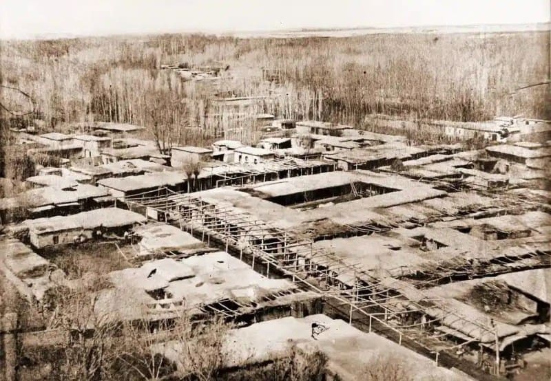 Чимкент. Западная часть города, вид с цитадели. 1871-1872 г.г. «Туркестанский альбом». Автор фотографии: пока не установлен достоверно; съёмка связана с работами Н. Н. Нехорошева, Г. Е. Кривцова и других фотографов альбома.