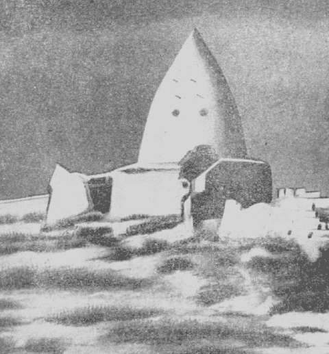 Mamed Khalfe Mausoleum. Photograph by G.G. Gerasimov. 1950s. "Architectural Monuments of Karatau." 1950.