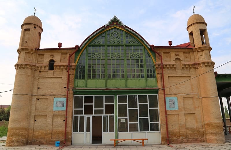 Nogai Ishan Mosque. The mosque is built of baked brick and decorated with an openwork wooden lattice. 2024