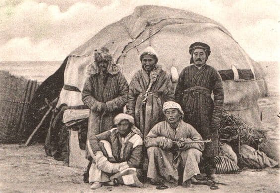 Shepherds at a yurt. Photo by unknown.