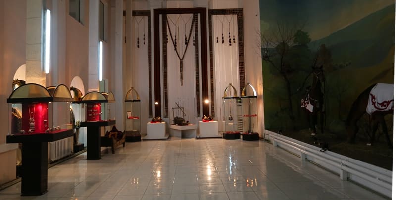 Interior of the jewelry hall in the Atyrau Museum of History and Local Lore.