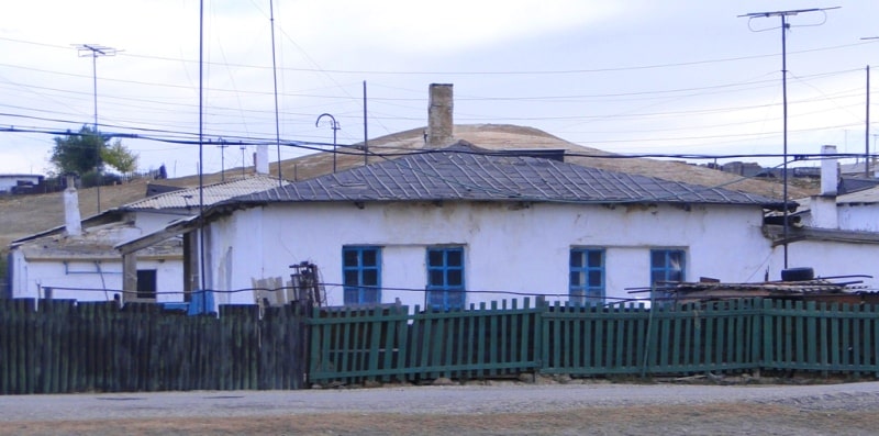 Karsakpay metallurgical plant and Karsakpay village.