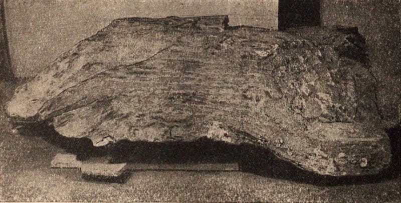 View of the stone with the inscription. 1940.