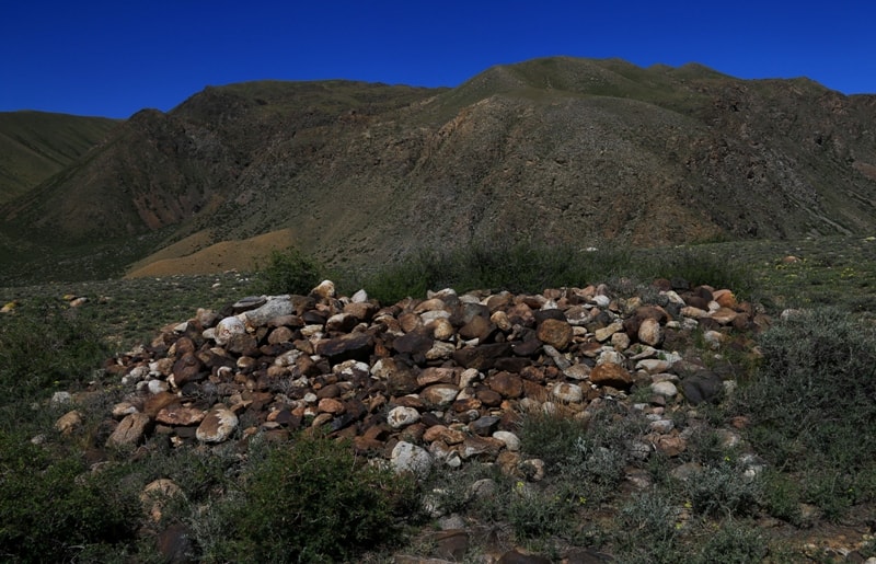 A small burial mound in the ancient  settlement of Malyi Koytas.