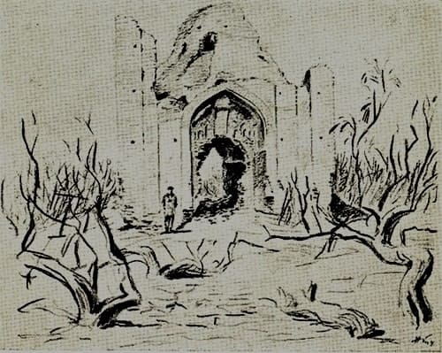 Мавзолей Сарлытам (рисунок Н.П. Толстова). 1948 год.