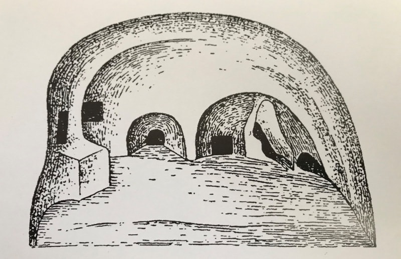 Underground mosque Beket-ata (Ak-mosque). XIX century. From the book “The First Russian Scientific Research of Ustyurt”. Collection of materials. M., 1963.