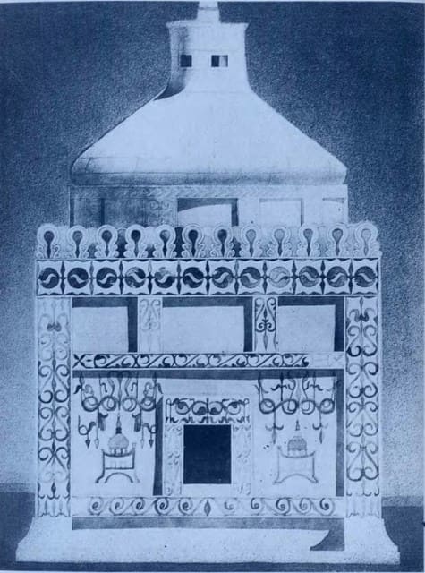 Мавзолей Шойнбая на некрополе Караман ата. 1914 г. М. Мендикулов. «Памятники народного зодчества Западного Казахстан». Алма-Ата, Онер, 1987 год.