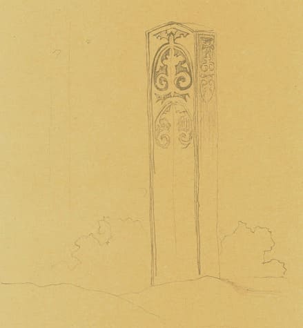 Tombstone in cemetery of Khanga Baba. 1851 - VII. 1857. Drawing by Taras Shevchenko.