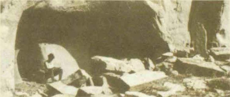 View of the Temir Abdal cave. Photo by Anatoly Kostenko. 1972.