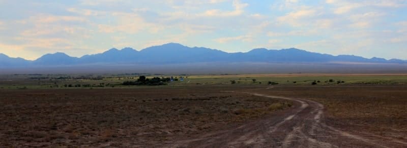 Panorama of Altyn-Emel Ridge and Shagan cordon of nature park of same name.