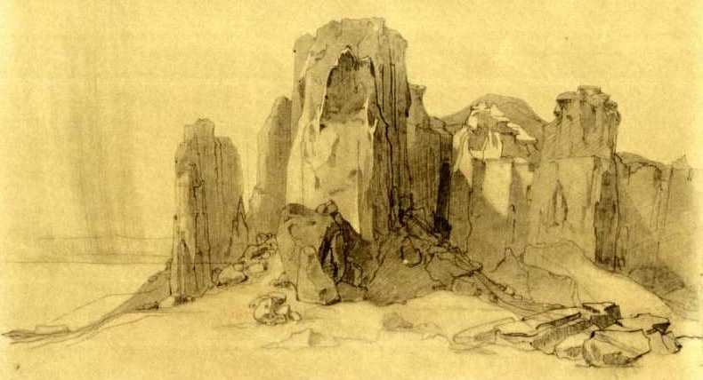 T.G. Shevchenko. Chirkala-Tau. Paper, watercolor (25.8 × 16.7 cm). (VII – VIII 1851).